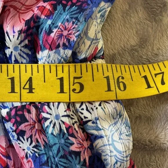 Perfectly Priscilla Dress Small One Shoulder Blue Floral Boho Tiered Preppy‎ NEW - Picture 14 of 16